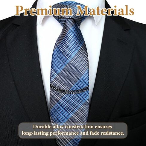 3 Pcs Tie Chain For Men Tie Tacks For Men Ties Clips For Mens Unique Suit Chain For Men's Gold Silver Black Fashion Necktie Clips Chains Mens Accessories With Ring Clasps For Neckties Vests Trousers in Saudi Arabia