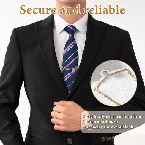 3 Pcs Tie Chain For Men Tie Tacks For Men Ties Clips For Mens Unique Suit Chain For Men's Gold Silver Black Fashion Necktie Clips Chains Mens Accessories With Ring Clasps For Neckties Vests Trousers in Saudi Arabia