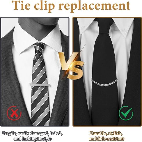 3 Pcs Tie Chain For Men Tie Tacks For Men Ties Clips For Mens Unique Suit Chain For Men's Gold Silver Black Fashion Necktie Clips Chains Mens Accessories With Ring Clasps For Neckties Vests Trousers in Saudi Arabia
