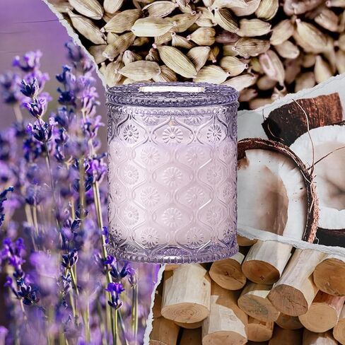 شمعة معطرة برائحة اللافندر من LA JOLIE MUSE - جوز الهند واللافندر وخشب الصندل | 6 أونصة من شمع الصويا الطبيعي | حرق نظيف لمدة 40 ساعة | شمعة عطرية للاسترخاء | ديكور المنزل الأنيق in Kuwait