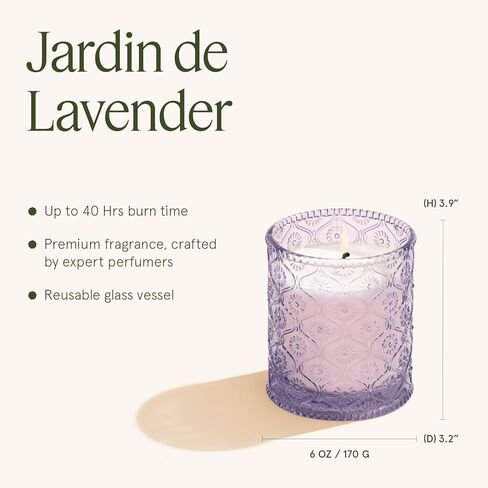 شمعة معطرة برائحة اللافندر من LA JOLIE MUSE - جوز الهند واللافندر وخشب الصندل | 6 أونصة من شمع الصويا الطبيعي | حرق نظيف لمدة 40 ساعة | شمعة عطرية للاسترخاء | ديكور المنزل الأنيق in Kuwait