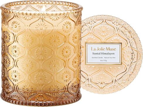 شمعة معطرة برائحة اللافندر من LA JOLIE MUSE - جوز الهند واللافندر وخشب الصندل | 6 أونصة من شمع الصويا الطبيعي | حرق نظيف لمدة 40 ساعة | شمعة عطرية للاسترخاء | ديكور المنزل الأنيق in Kuwait