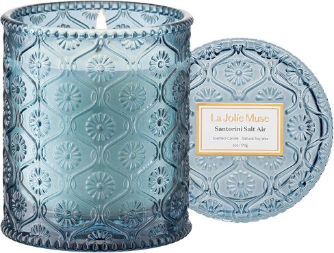 شمعة معطرة برائحة اللافندر من LA JOLIE MUSE - جوز الهند واللافندر وخشب الصندل | 6 أونصة من شمع الصويا الطبيعي | حرق نظيف لمدة 40 ساعة | شمعة عطرية للاسترخاء | ديكور المنزل الأنيق in Kuwait
