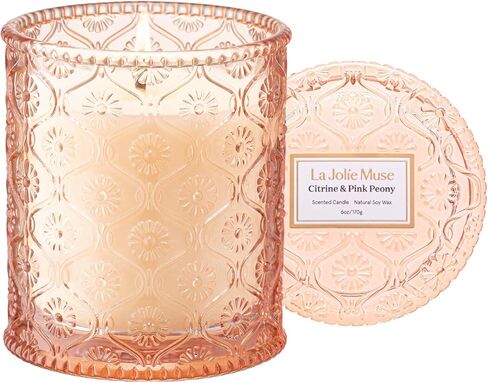 شمعة معطرة برائحة اللافندر من LA JOLIE MUSE - جوز الهند واللافندر وخشب الصندل | 6 أونصة من شمع الصويا الطبيعي | حرق نظيف لمدة 40 ساعة | شمعة عطرية للاسترخاء | ديكور المنزل الأنيق in Kuwait