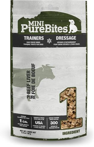 PureBites Mini Beef Freeze Dried Dog Treats, 1 Ingredient, Made in USA, 9.5oz in Saudi Arabia