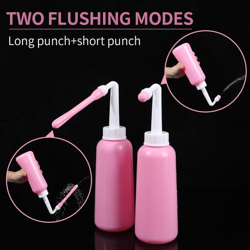 Peri Bottle Vaginal Douche- Postpartum and Perineal Care，Multi-Functional Douche Bottle for Women, 2IN1 Short Punch+Long Punch, 500ml, Pink in Saudi Arabia