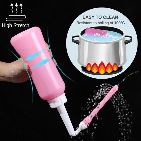 Peri Bottle Vaginal Douche- Postpartum and Perineal Care，Multi-Functional Douche Bottle for Women, 2IN1 Short Punch+Long Punch, 500ml, Pink in Saudi Arabia