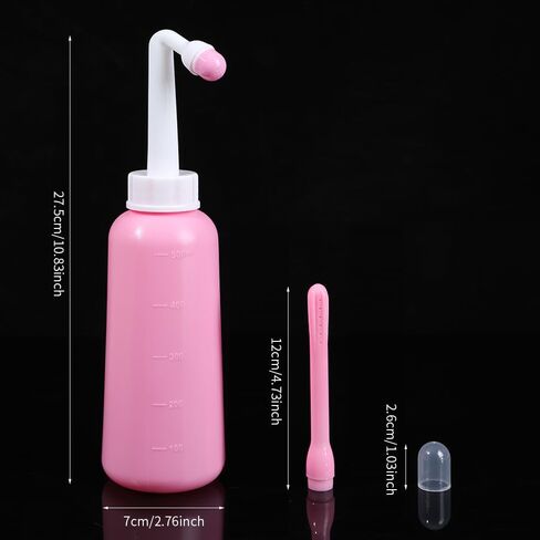 Peri Bottle Vaginal Douche- Postpartum and Perineal Care，Multi-Functional Douche Bottle for Women, 2IN1 Short Punch+Long Punch, 500ml, Pink in Saudi Arabia