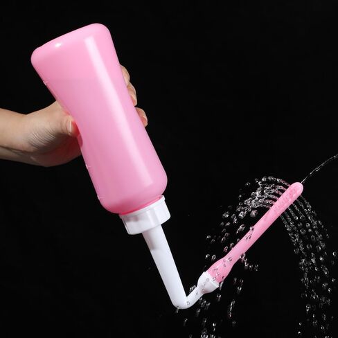 Peri Bottle Vaginal Douche- Postpartum and Perineal Care，Multi-Functional Douche Bottle for Women, 2IN1 Short Punch+Long Punch, 500ml, Pink in Saudi Arabia