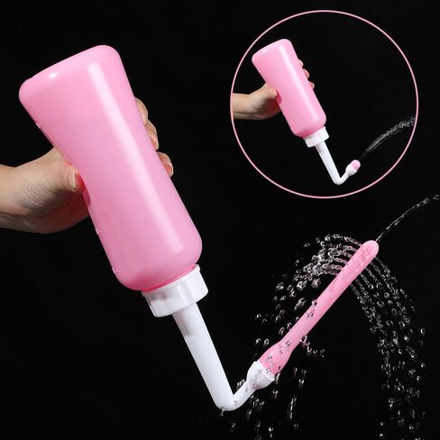 Peri Bottle Vaginal Douche- Postpartum and Perineal Care，Multi-Functional Douche Bottle for Women, 2IN1 Short Punch+Long Punch, 500ml, Pink in Saudi Arabia