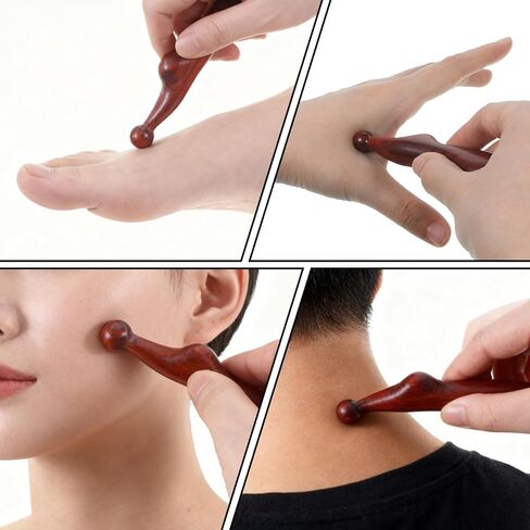 قلم تدليك خشبي بنقاط الوخز، أداة تدليك نقاط الوخز للقدم مع مقبض مريح، أداة عصا الضغط الإبري الخشبية التقليدية للجسم واليد والقدم in Kuwait