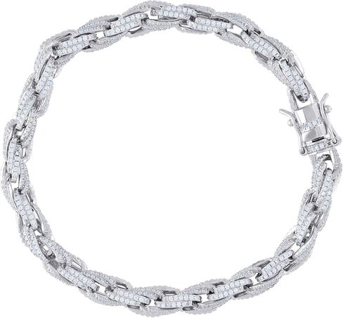 Jewels By Lux Sterling Silver Moissanite 6mm Twisted Rope Chain Necklace in Saudi Arabia