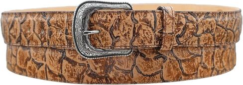 Silverton Men's Pirarucu Print Genuine Leather Western Style Tan Belt in Saudi Arabia