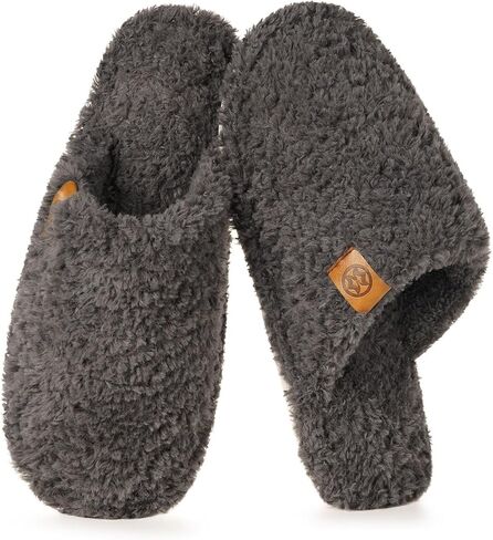 Dokela Men's Cozy Slippers Warm Fuzzy Slip On House Slippers for Men Indoor Memory Foam Anti-slip Shoes Lightweight Winter House Bedroom Shoes in Saudi Arabia