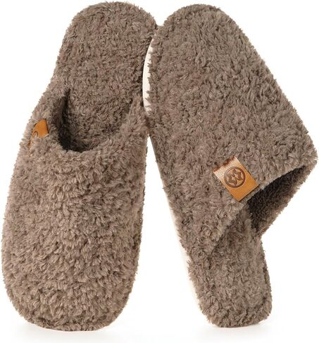 Dokela Men's Cozy Slippers Warm Fuzzy Slip On House Slippers for Men Indoor Memory Foam Anti-slip Shoes Lightweight Winter House Bedroom Shoes in Saudi Arabia