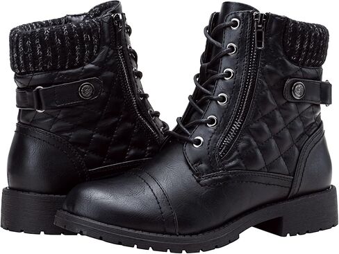 Vepose Women's Combat Ankle Boots Lace up Comfortable Short Booties Low Heel in Saudi Arabia