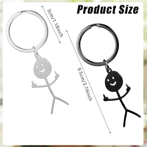 2 Pcs Middle Finger Gifts Funny Keychain Mens Personalized Cool Keychains, Stainless Steel Middle Finger Key Chains Friendship Gifts for Men Women Prank Joke Couples Friends Christmas in Saudi Arabia