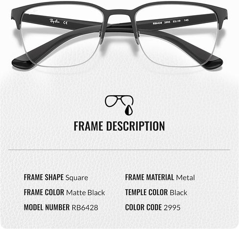 نظارة Ray-Ban RB6428 معدنية مربعة الشكل مع مجموعة النظارات الرسمية in Kuwait