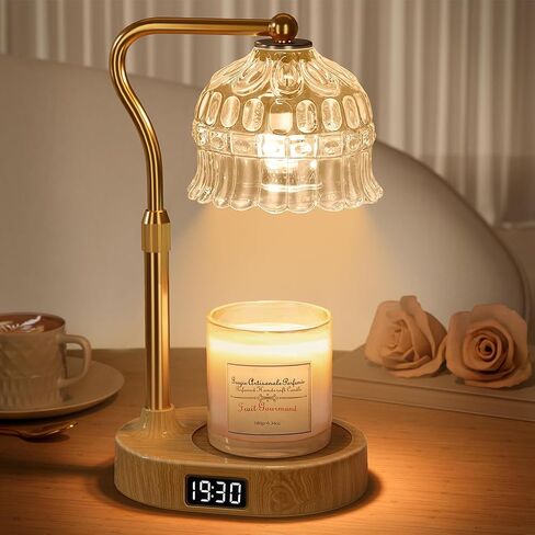 Candle Warmer Lamp with Timer | Adjustable Height & Dimmable | Base Control with GU10 Heating Bulb | Stylish Flameless Wax Melter for Large Jar Candles | Ideal Gift for Home Room Decor in Saudi Arabia