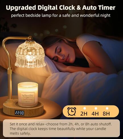 Candle Warmer Lamp with Timer | Adjustable Height & Dimmable | Base Control with GU10 Heating Bulb | Stylish Flameless Wax Melter for Large Jar Candles | Ideal Gift for Home Room Decor in Saudi Arabia