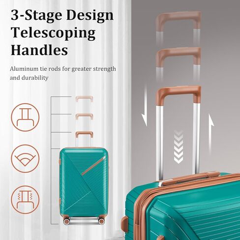 مجموعة أمتعة GDFStudio مكونة من 4 قطع (14 بوصة/20 بوصة/24 بوصة/28 بوصة) - حقيبة بولي بروبلين خفيفة الوزن قابلة للتوسيع مع قفل TSA، عجلات دوارة مزدوجة 360 درجة، حقيبة سفر متينة من مادة البولي بروبيلين مقاومة للماء، مرجاني + أخضر in Kuwait