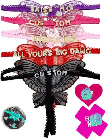 Personalized Thongs with Names - Custom Panties with Name, Lace Thong for Women with Letters G String Panties in Saudi Arabia