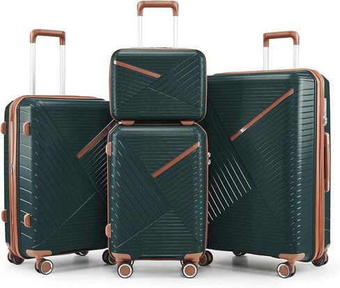 مجموعة أمتعة GDFStudio مكونة من 4 قطع (14 بوصة/20 بوصة/24 بوصة/28 بوصة) - حقيبة بولي بروبلين خفيفة الوزن قابلة للتوسيع مع قفل TSA، عجلات دوارة مزدوجة 360 درجة، حقيبة سفر متينة من مادة البولي بروبيلين مقاومة للماء، مرجاني + أخضر in Kuwait