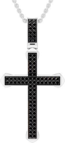 Dazzlingrock Collection 0.25 Cttw Round Diamond Classic Cross Unisex Pendant Necklace in 14K Solid White Gold in Saudi Arabia