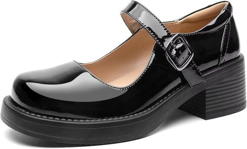 Mary Jane Heels for Women, Gothic Square Toe Ankle Strap Oxford Shoes for Women in Saudi Arabia