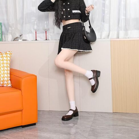 Mary Jane Heels for Women, Gothic Square Toe Ankle Strap Oxford Shoes for Women in Saudi Arabia