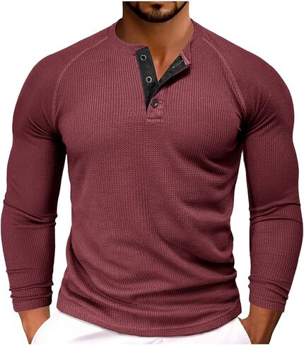 رجل العضلات قميص الهراء سليم تيشيرت ضيق بأكمام طويلة Crewneck زر المحملة عادية أنيقة Busuniess الملابس الداخلية تجريب S-2XL in Kuwait