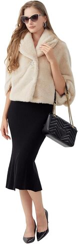 GRAN ORIENTE Women'S Short Faux Fur Coat Shawl Style,Warm Loosely Fitted Evening Wedding Casual Outwear Crop Cape in Saudi Arabia