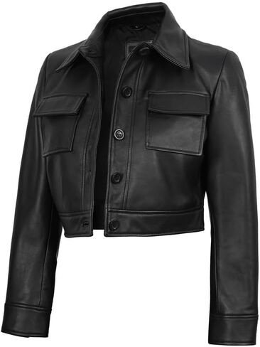 Blingsoul Trendy Short Real Lambskin Womens Leather Jacket - Cropped Leather Jacket Women in Saudi Arabia