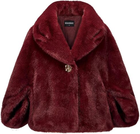 GRAN ORIENTE Women'S Short Faux Fur Coat Shawl Style,Warm Loosely Fitted Evening Wedding Casual Outwear Crop Cape in Saudi Arabia