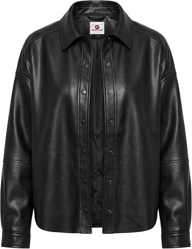 Leather Shacket Women – Button Up Shirt Leather Jacket Women Casual Fashion Outwear in Saudi Arabia
