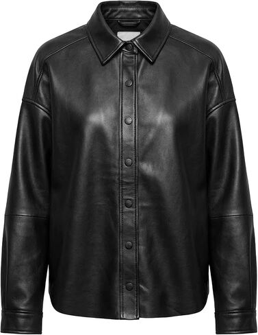 Leather Shacket Women – Button Up Shirt Leather Jacket Women Casual Fashion Outwear in Saudi Arabia
