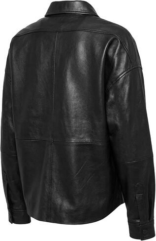 Leather Shacket Women – Button Up Shirt Leather Jacket Women Casual Fashion Outwear in Saudi Arabia