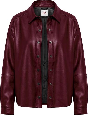 Leather Shacket Women – Button Up Shirt Leather Jacket Women Casual Fashion Outwear in Saudi Arabia