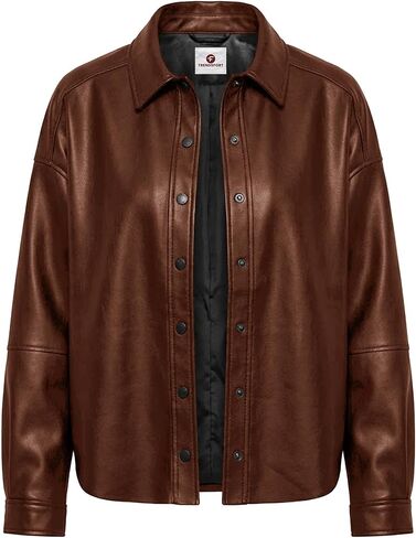 Leather Shacket Women – Button Up Shirt Leather Jacket Women Casual Fashion Outwear in Saudi Arabia