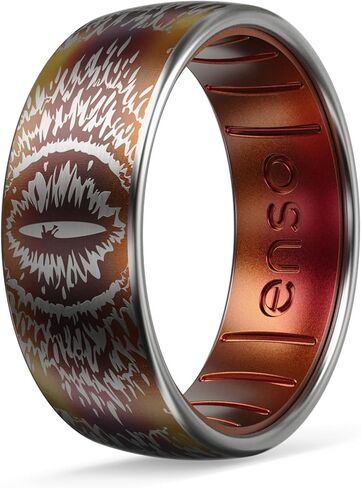 Enso Rings Etched Lord of the Rings Hybrid Ring - Durable Brushed Outer Metal - Comfortable and Premium Inner Silicone in Saudi Arabia