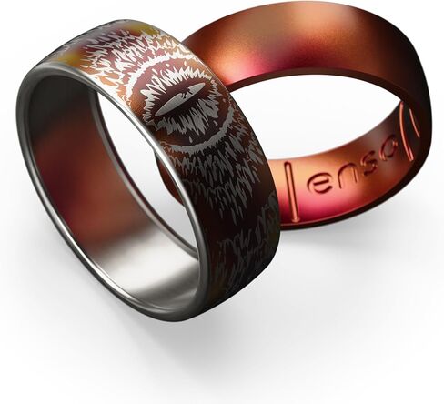 Enso Rings Etched Lord of the Rings Hybrid Ring - Durable Brushed Outer Metal - Comfortable and Premium Inner Silicone in Saudi Arabia