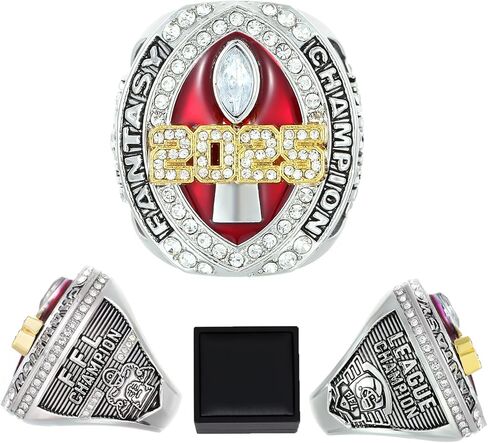 2025 Fantasy Football Championship Ring Red مع جائزة Box League Champion Trophy Rings Premium لـ Winne in Kuwait