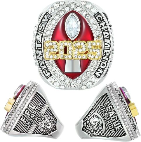 2025 Fantasy Football Championship Ring Red مع جائزة Box League Champion Trophy Rings Premium لـ Winne in Kuwait