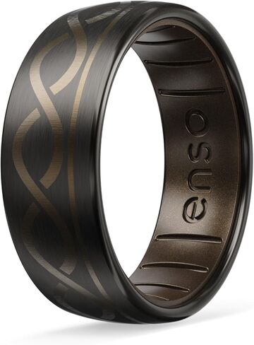 Enso Rings Etched Lord of the Rings Hybrid Ring - Durable Brushed Outer Metal - Comfortable and Premium Inner Silicone in Saudi Arabia