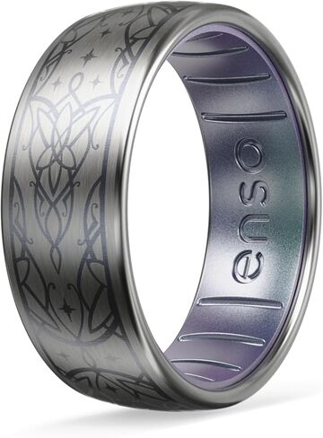 Enso Rings Etched Lord of the Rings Hybrid Ring - Durable Brushed Outer Metal - Comfortable and Premium Inner Silicone in Saudi Arabia