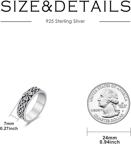 Celtic Knot Ring for Men 925 Sterling Silver Irish Clover Ring Celtic Jewelry Gifts in Saudi Arabia