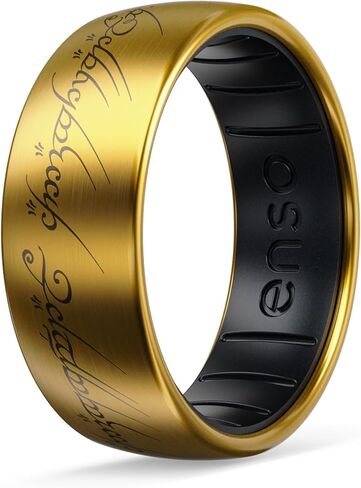 Enso Rings Etched Lord of the Rings Hybrid Ring - Durable Brushed Outer Metal - Comfortable and Premium Inner Silicone in Saudi Arabia