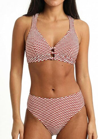 CUPSHE Women's Bikini Sets Two Piece Swimsuit Textured Mid Rise Crisscross Back Self Tie Molded Cup in Saudi Arabia