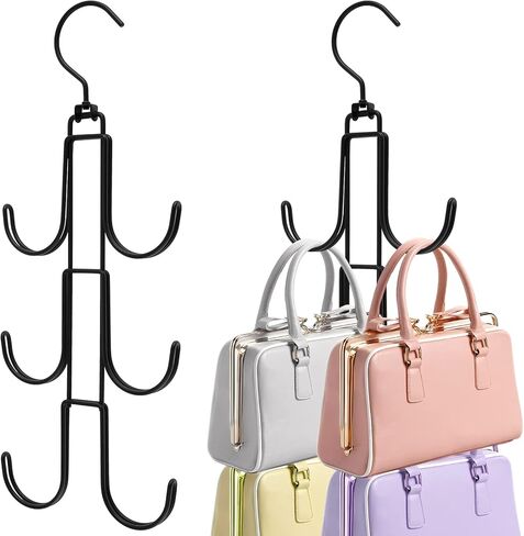 2Pcs Purse Hanger Organizer Rotating Handbag Holder Space Saving Purse Hanger Metal Purse Hanging Hooks Purse Storage Hook for Closet Bedroom Wardrobe Totes Scarves Belts in Saudi Arabia