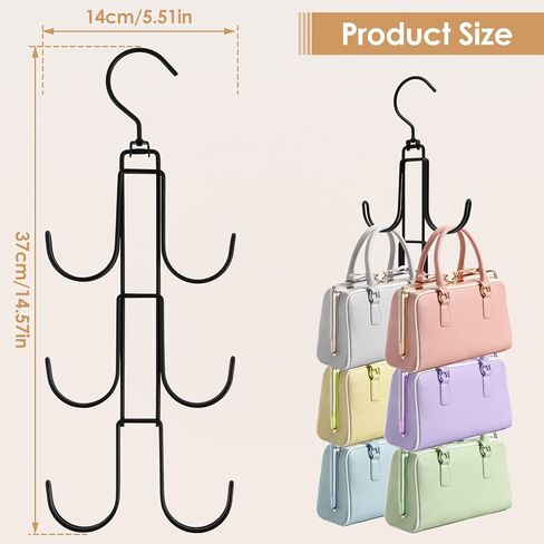 2Pcs Purse Hanger Organizer Rotating Handbag Holder Space Saving Purse Hanger Metal Purse Hanging Hooks Purse Storage Hook for Closet Bedroom Wardrobe Totes Scarves Belts in Saudi Arabia
